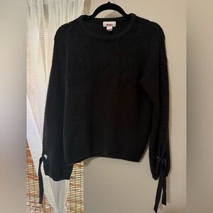 BONGO Black Sweater with Sleeve Ribbons Size Large